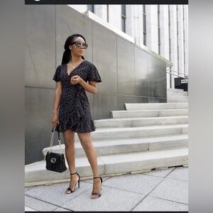 Lush‎ Elegant Black Polka Dot Dress